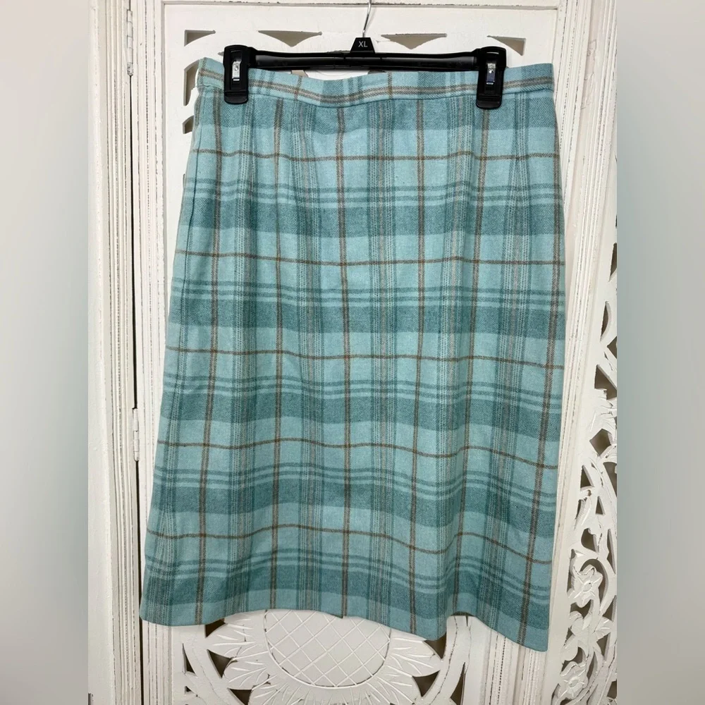 Pendleton Blue & Gray Plaid Pencil Skirt